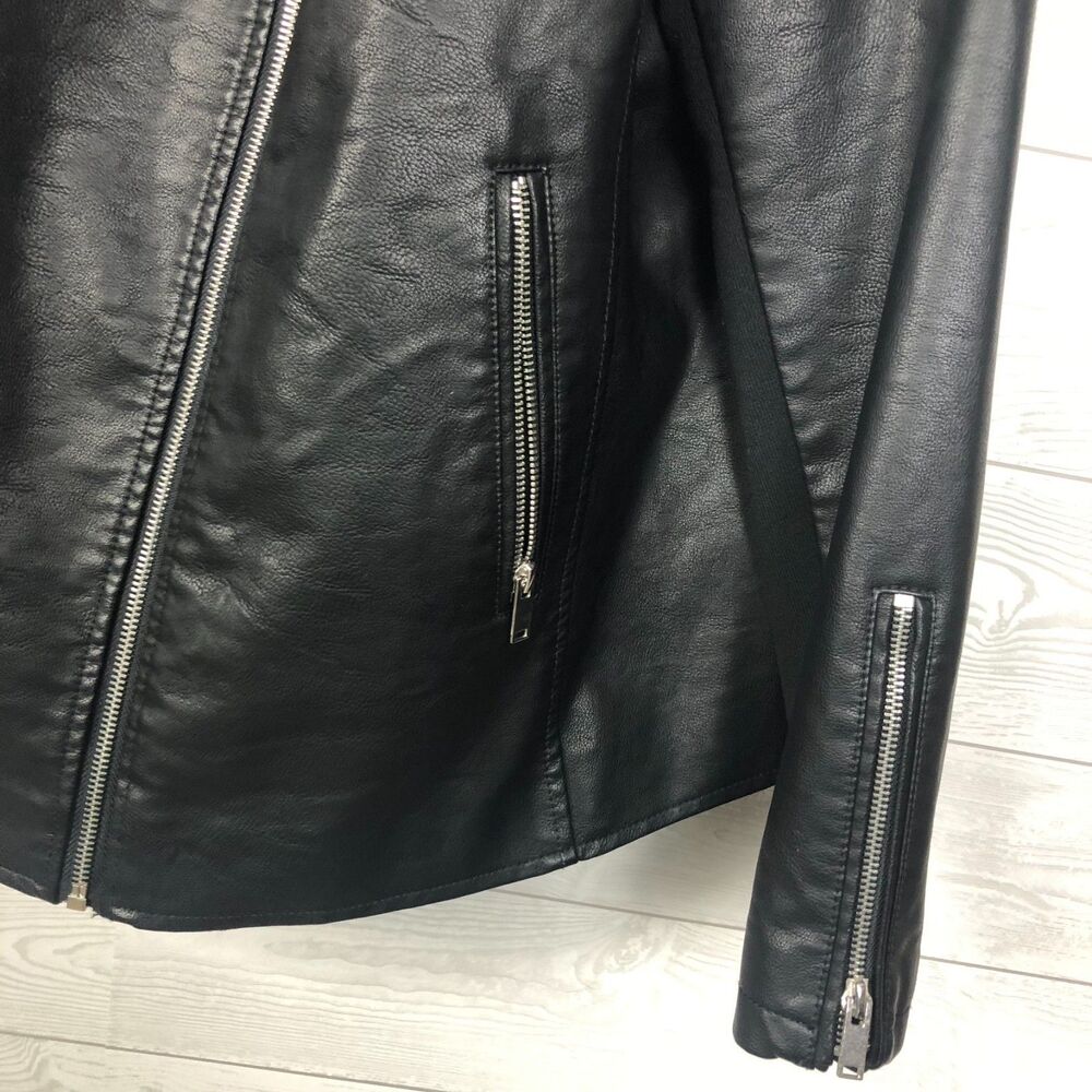 NWT Lane Bryant Women's 18/20 Faux Leather Moto Jacket Zip Front Black Long Slv - Picture 4 of 7